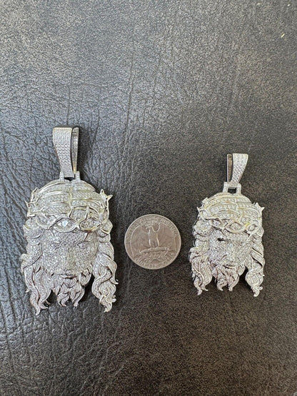 HarlemBling Real 925 Sterling Silver Iced Hip Hop Jesus Piece Pendant Necklace Solid Back
