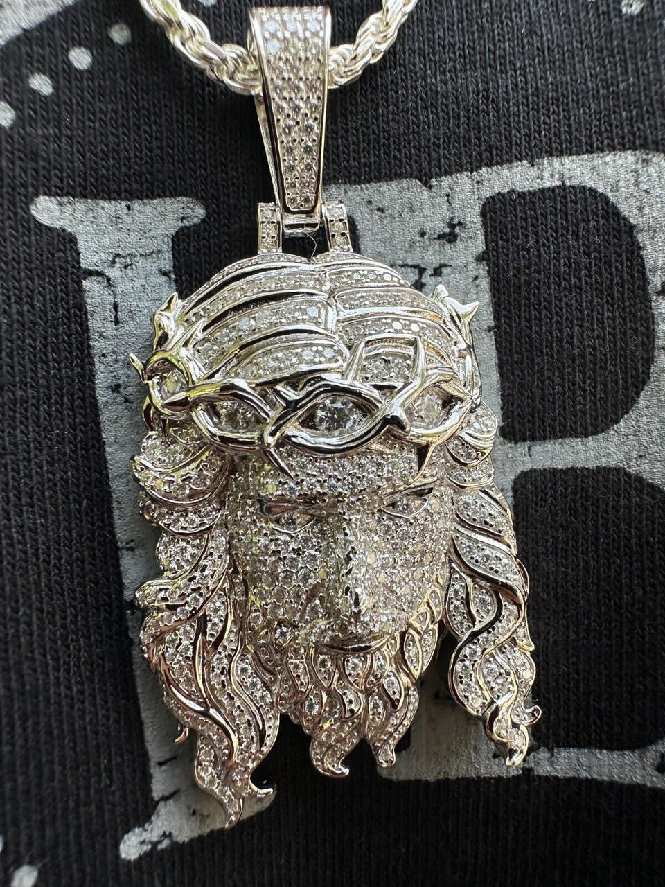 HarlemBling Real 925 Sterling Silver Iced Hip Hop Jesus Piece Pendant Necklace Solid Back