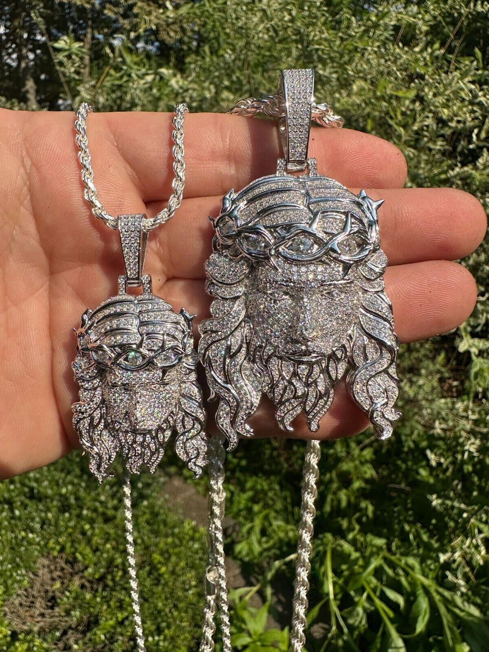 HarlemBling Real 925 Sterling Silver Iced Hip Hop Jesus Piece Pendant Necklace Solid Back