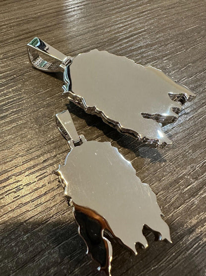 HarlemBling Real 925 Sterling Silver Iced Hip Hop Jesus Piece Pendant Necklace Solid Back