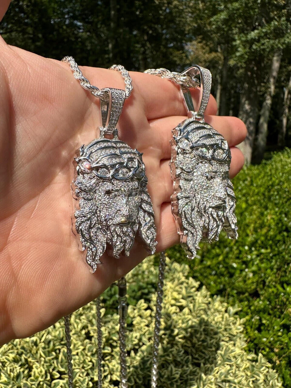 HarlemBling Real 925 Sterling Silver Iced Hip Hop Jesus Piece Pendant Necklace Solid Back