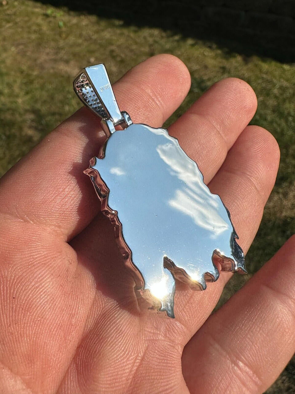 HarlemBling Real 925 Sterling Silver Iced Hip Hop Jesus Piece Pendant Necklace Solid Back