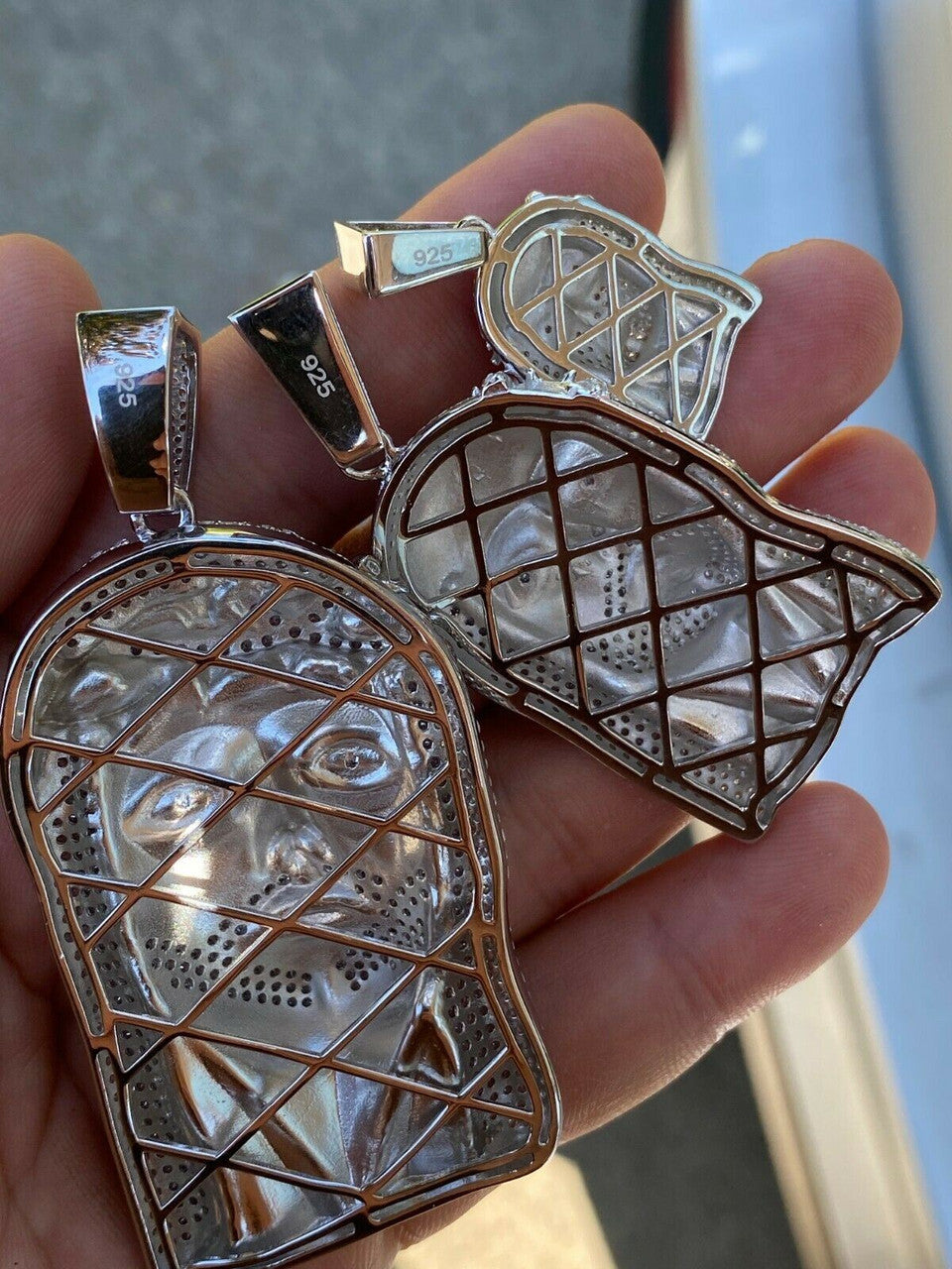 HarlemBling Real 925 Sterling Silver Icy Jesus Piece Flooded Out Pendant Iced Mens Necklace