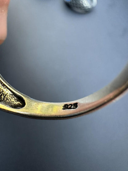 HarlemBling Real 925 Sterling Silver Lab Created Fire Blue Opal Gem Stone Ring Mens Ladies