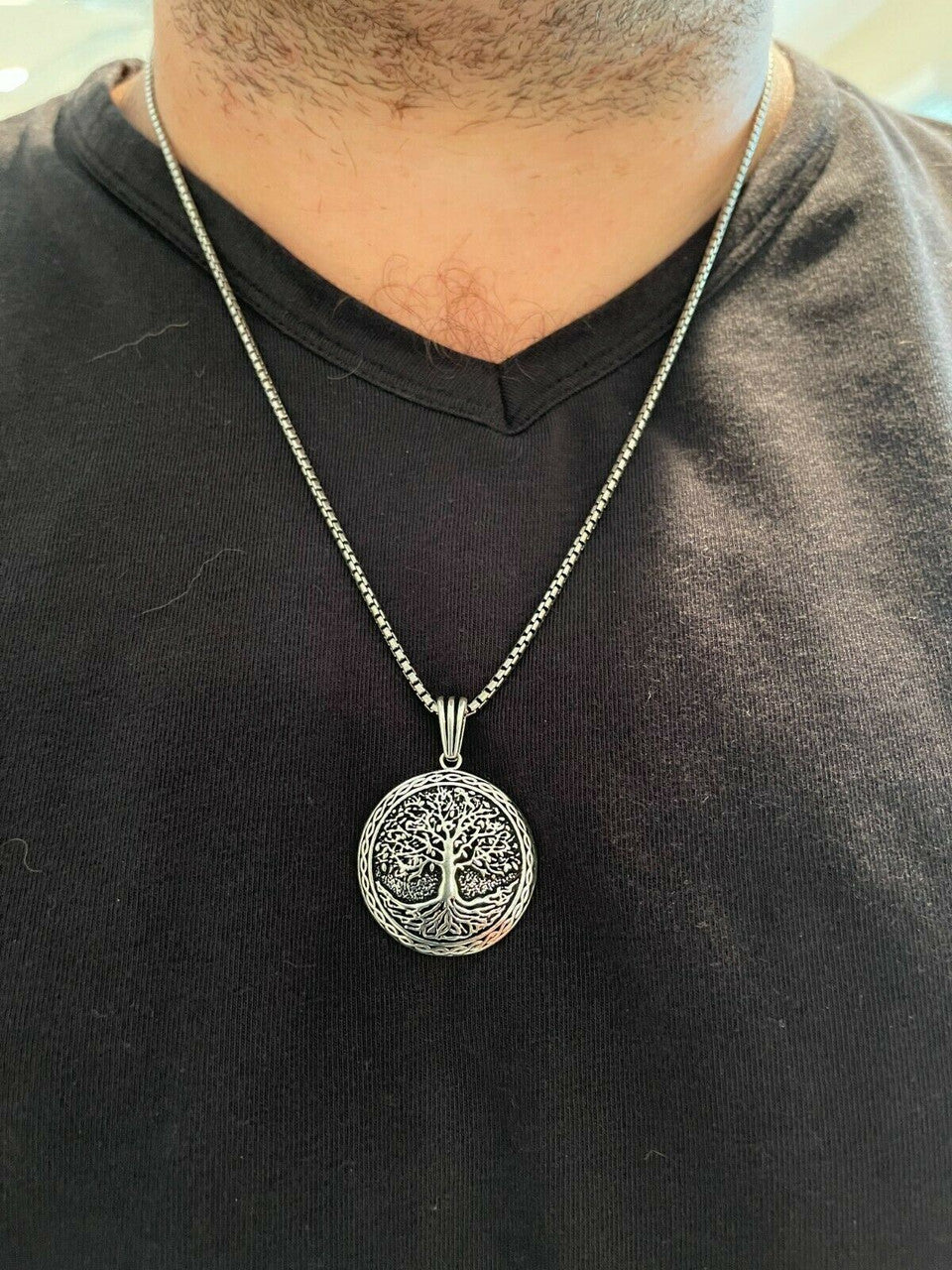 HarlemBling Real 925 Sterling Silver Large Tree Of Life Viking Celtic Pendant Necklace Gold