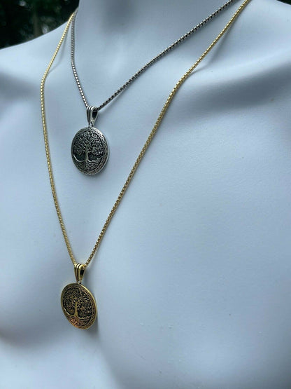 HarlemBling Real 925 Sterling Silver Large Tree Of Life Viking Celtic Pendant Necklace Gold