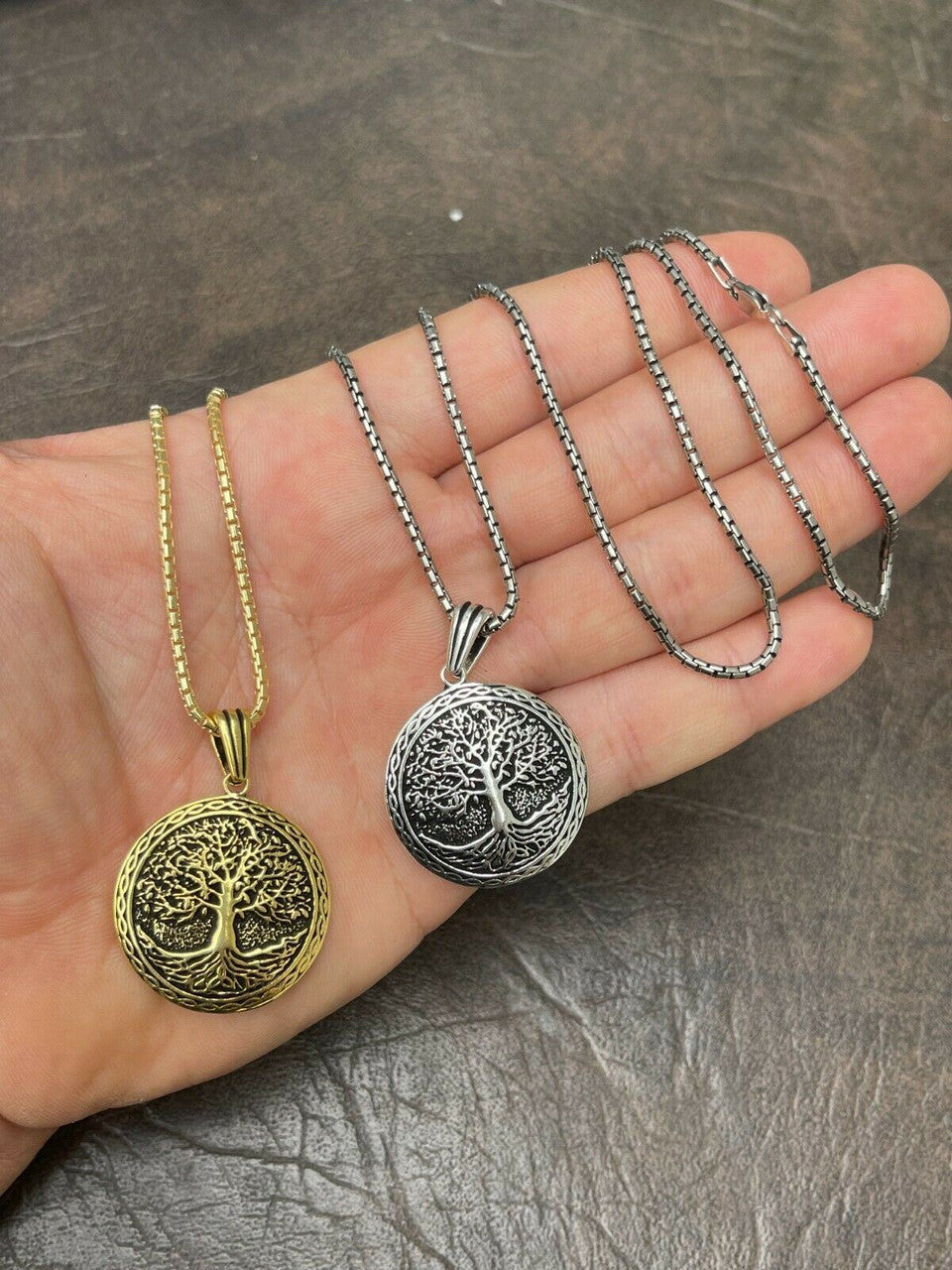 HarlemBling Real 925 Sterling Silver Large Tree Of Life Viking Celtic Pendant Necklace Gold