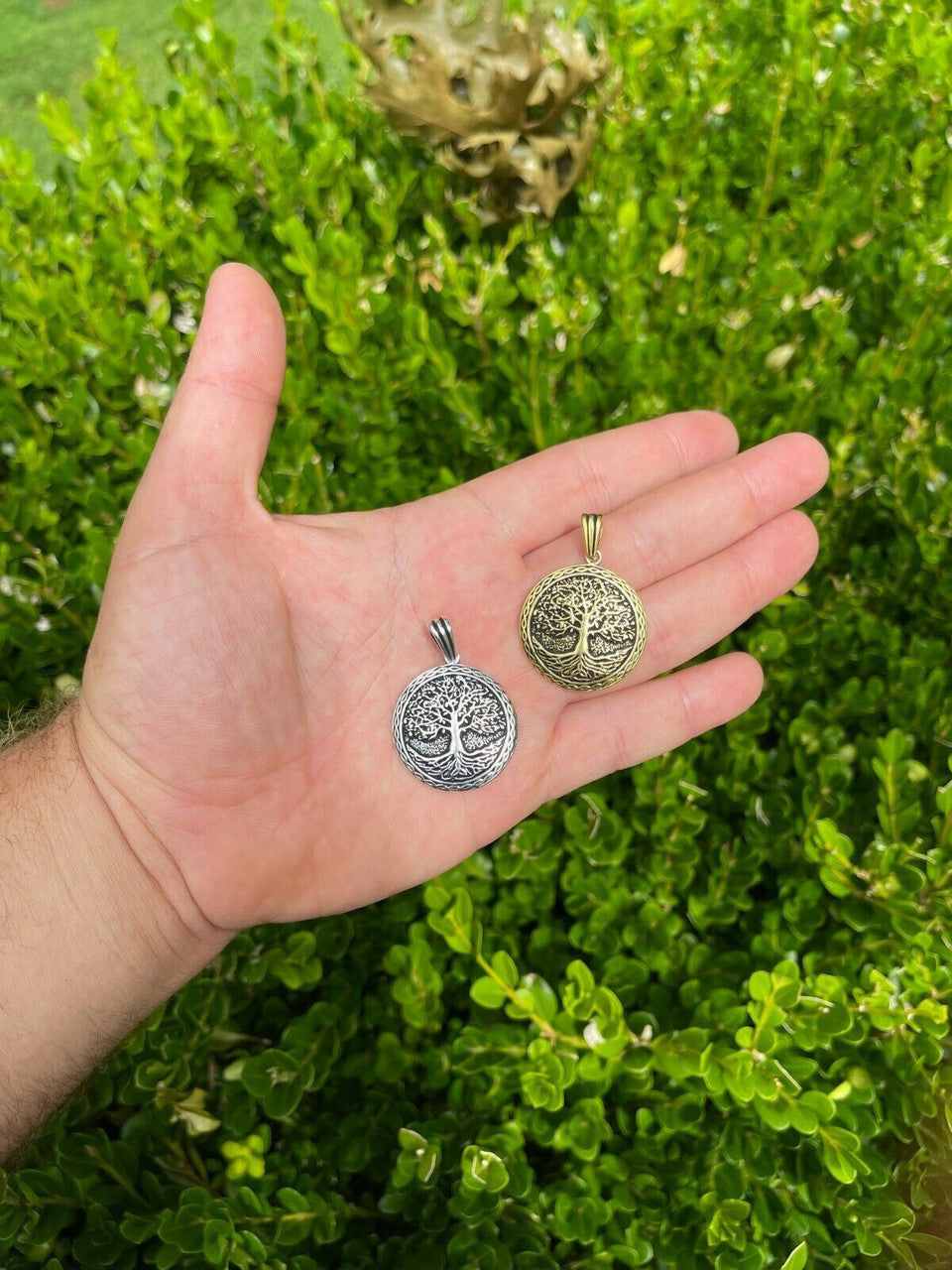 HarlemBling Real 925 Sterling Silver Large Tree Of Life Viking Celtic Pendant Necklace Gold