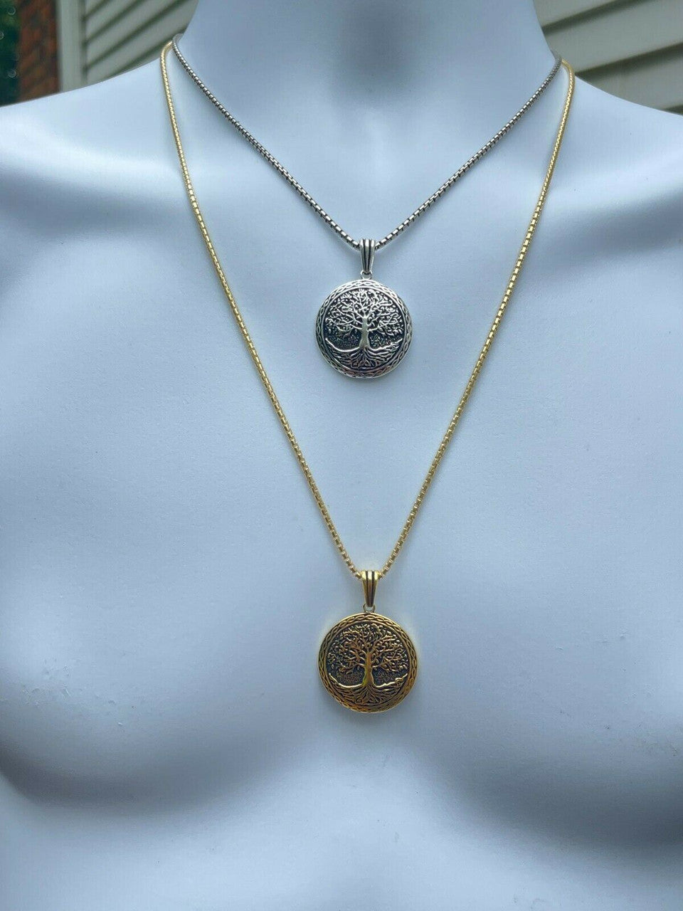 HarlemBling Real 925 Sterling Silver Large Tree Of Life Viking Celtic Pendant Necklace Gold