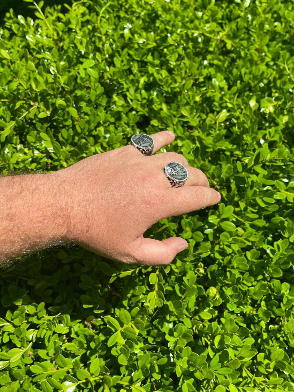 HarlemBling Real 925 Sterling Silver Mens Coin Ring Skull W Crown Death King Skeleton 7-13