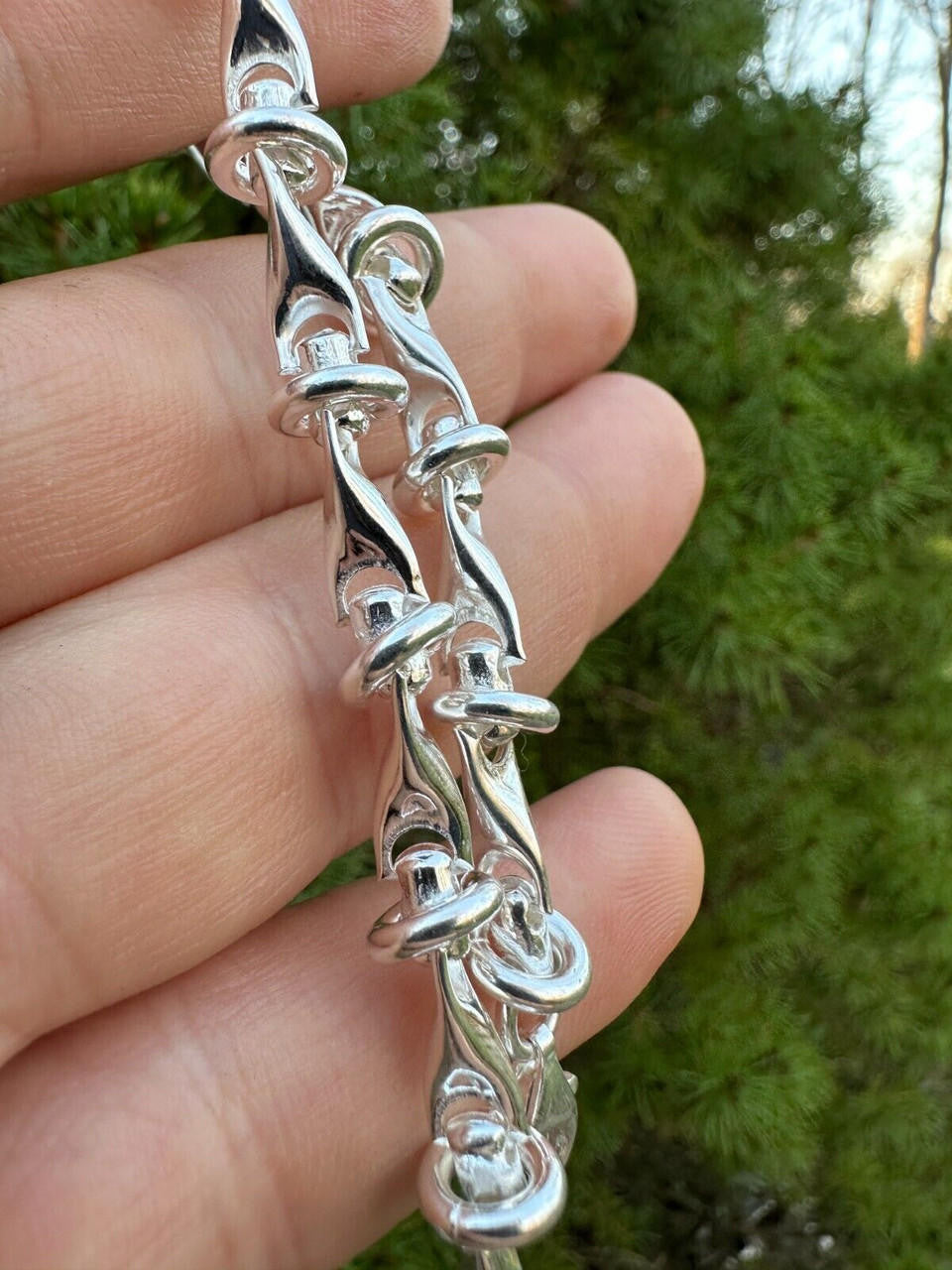HarlemBling Real 925 Sterling Silver Mens Custom 8mm Barbed Wire Link Bracelet ITALY 7-9"