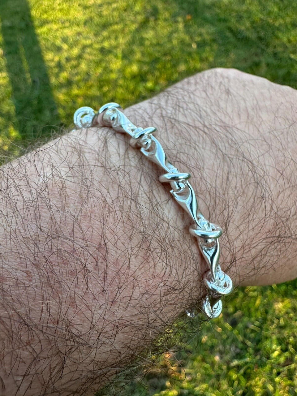 HarlemBling Real 925 Sterling Silver Mens Custom 8mm Barbed Wire Link Bracelet ITALY 7-9"