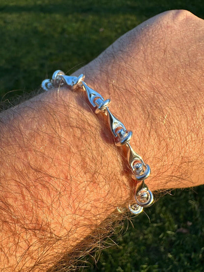 HarlemBling Real 925 Sterling Silver Mens Custom 8mm Barbed Wire Link Bracelet ITALY 7-9"