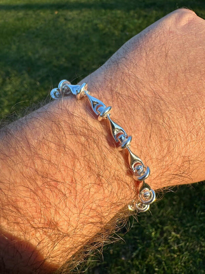 HarlemBling Real 925 Sterling Silver Mens Custom 8mm Barbed Wire Link Bracelet ITALY 7-9"