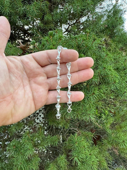 HarlemBling Real 925 Sterling Silver Mens Custom 8mm Barbed Wire Link Bracelet ITALY 7-9"