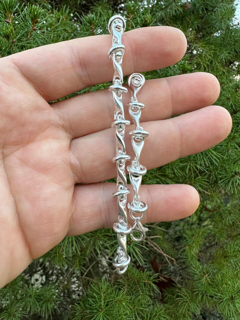 HarlemBling Real 925 Sterling Silver Mens Custom 8mm Barbed Wire Link Bracelet ITALY 7-9"