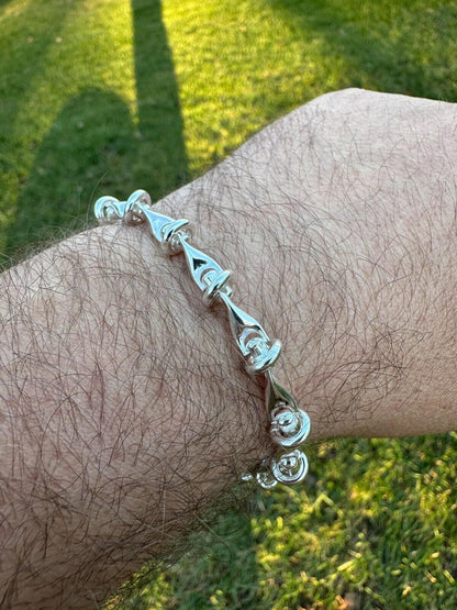 HarlemBling Real 925 Sterling Silver Mens Custom 8mm Barbed Wire Link Bracelet ITALY 7-9"