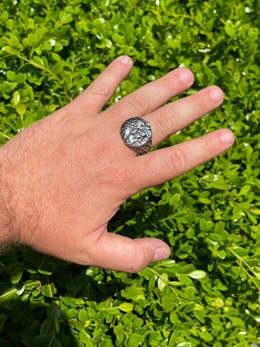 HarlemBling Real 925 Sterling Silver Mens Indian Chief In Eagle Headdress Native American