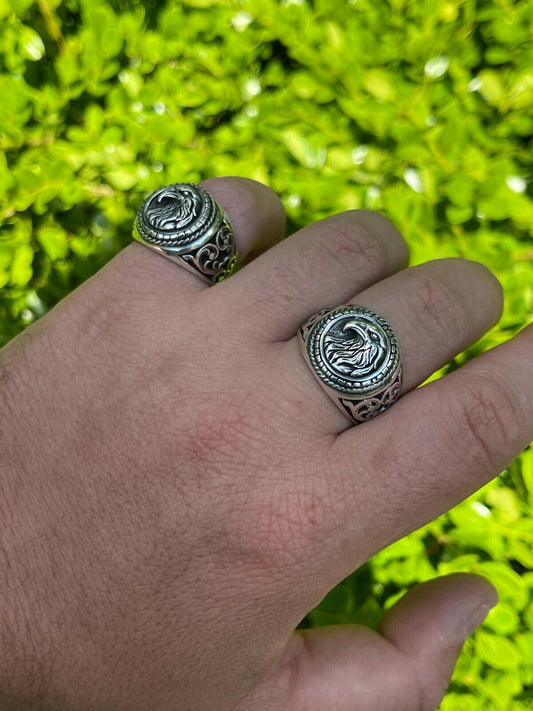 HarlemBling Real 925 Sterling Silver Mens Plain American Bald Eagle Ring Size 7 8 9 10 11 12