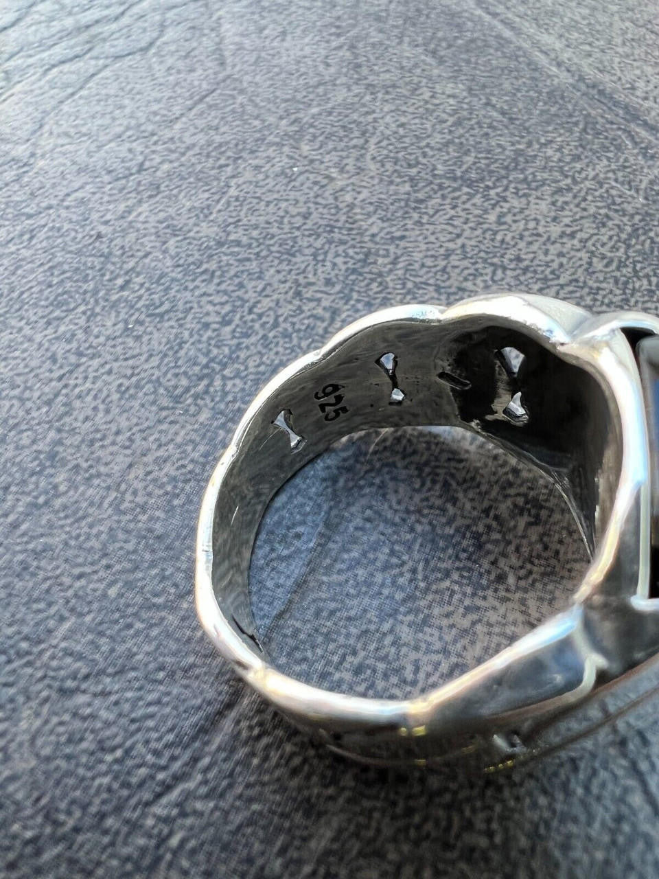 HarlemBling Real 925 Sterling Silver Natural Black Onyx Gemstone W. Miami Cuban Design Ring