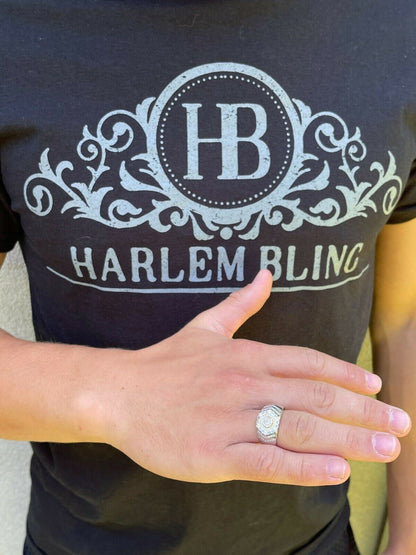 HarlemBling Real 925 Sterling Silver Out Iced Diamond Hip Hop Solitaire Ring Mens Size 6-13