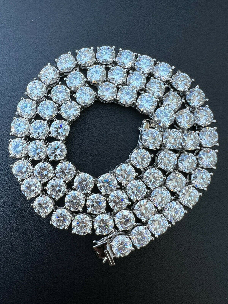 HarlemBling REAL BIG 8mm 100-170ct MOISSANITE Tennis Chain Necklace Pass Diamond Test 16-28