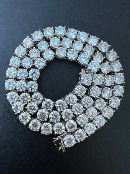 HarlemBling REAL BIG 8mm 100-170ct MOISSANITE Tennis Chain Necklace Pass Diamond Test 16-28