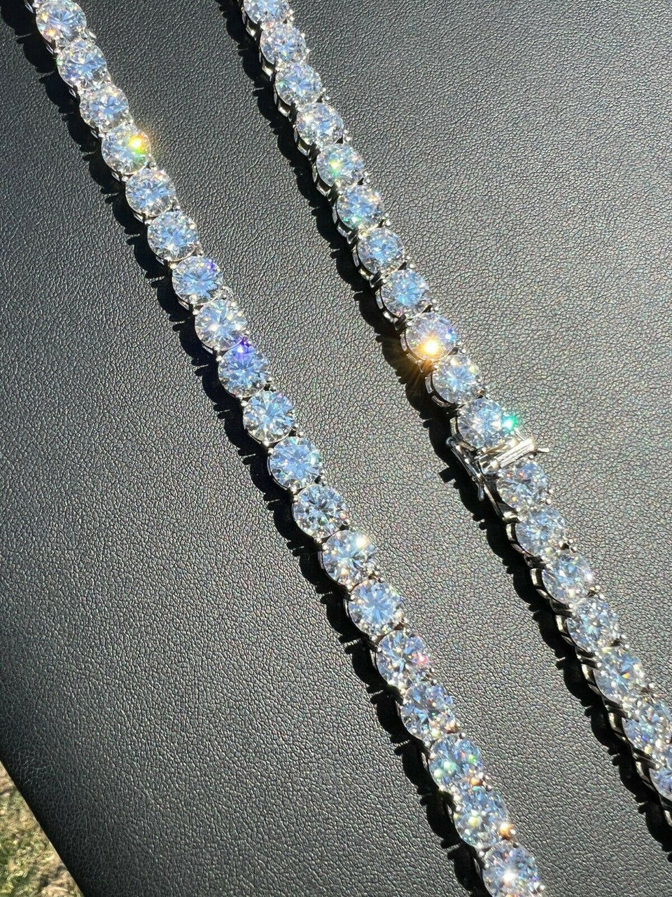 HarlemBling REAL BIG 8mm 100-170ct MOISSANITE Tennis Chain Necklace Pass Diamond Test 16-28