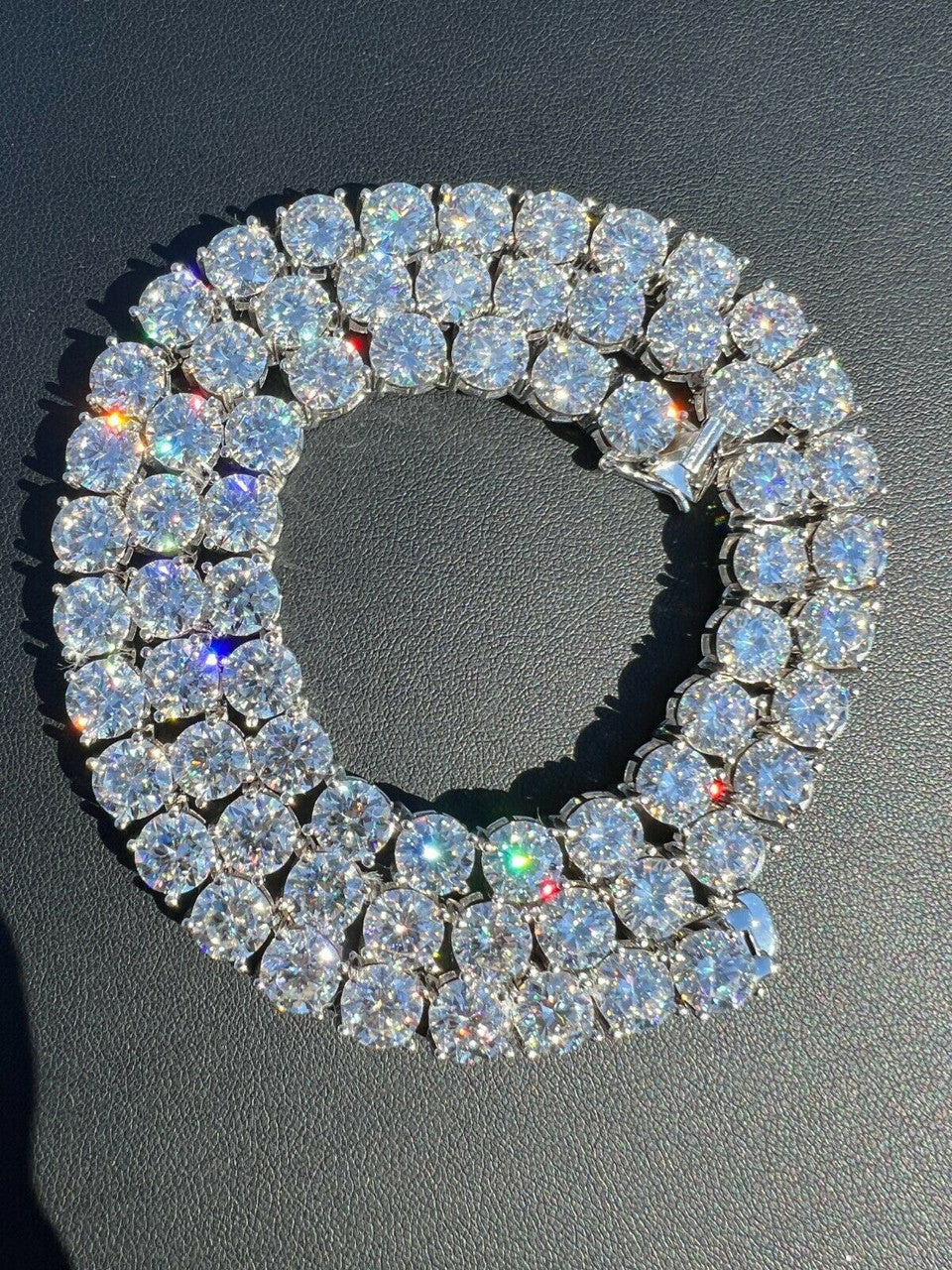 HarlemBling REAL BIG 8mm 100-170ct MOISSANITE Tennis Chain Necklace Pass Diamond Test 16-28