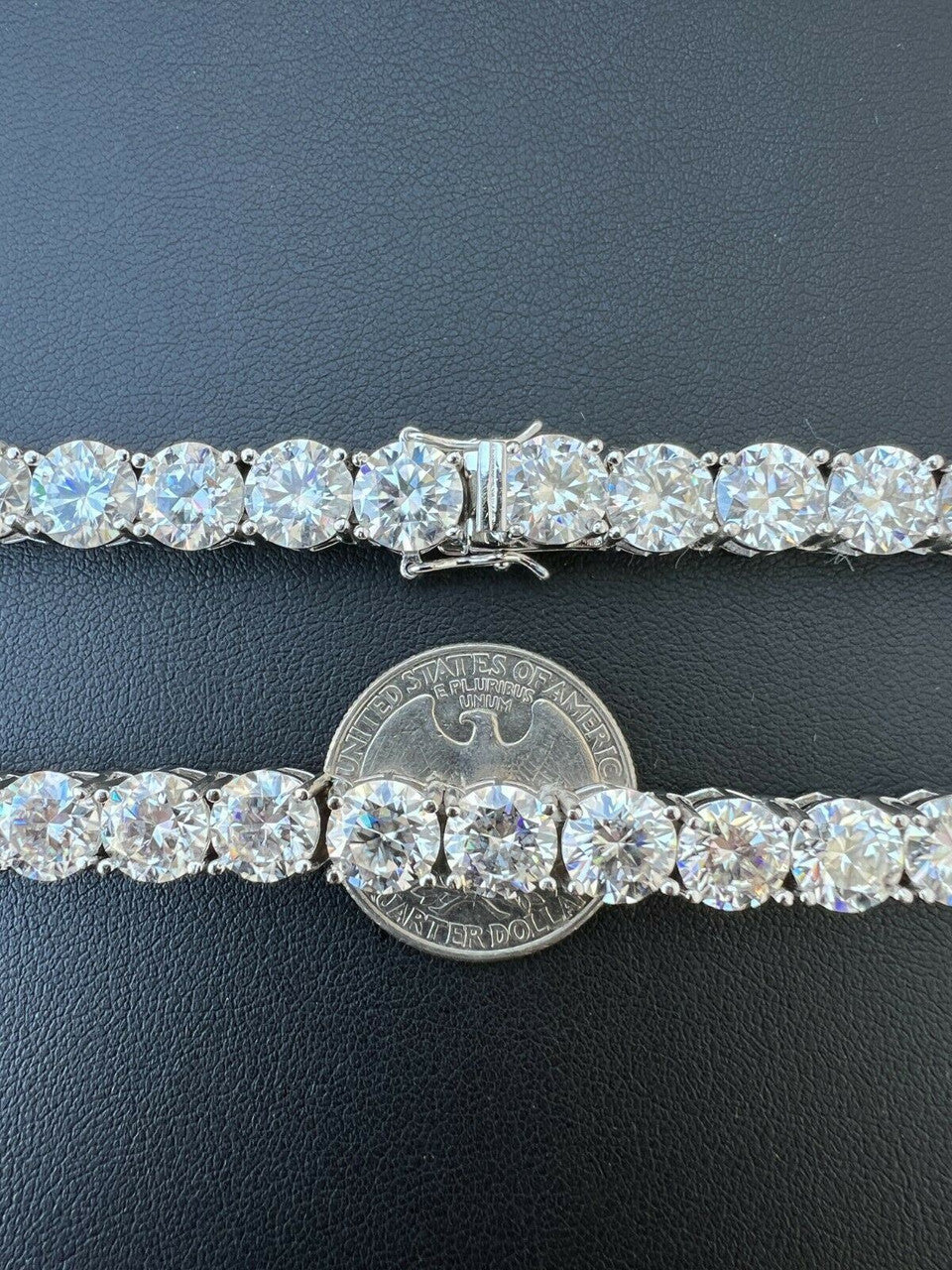 HarlemBling REAL BIG 8mm 100-170ct MOISSANITE Tennis Chain Necklace Pass Diamond Test 16-28