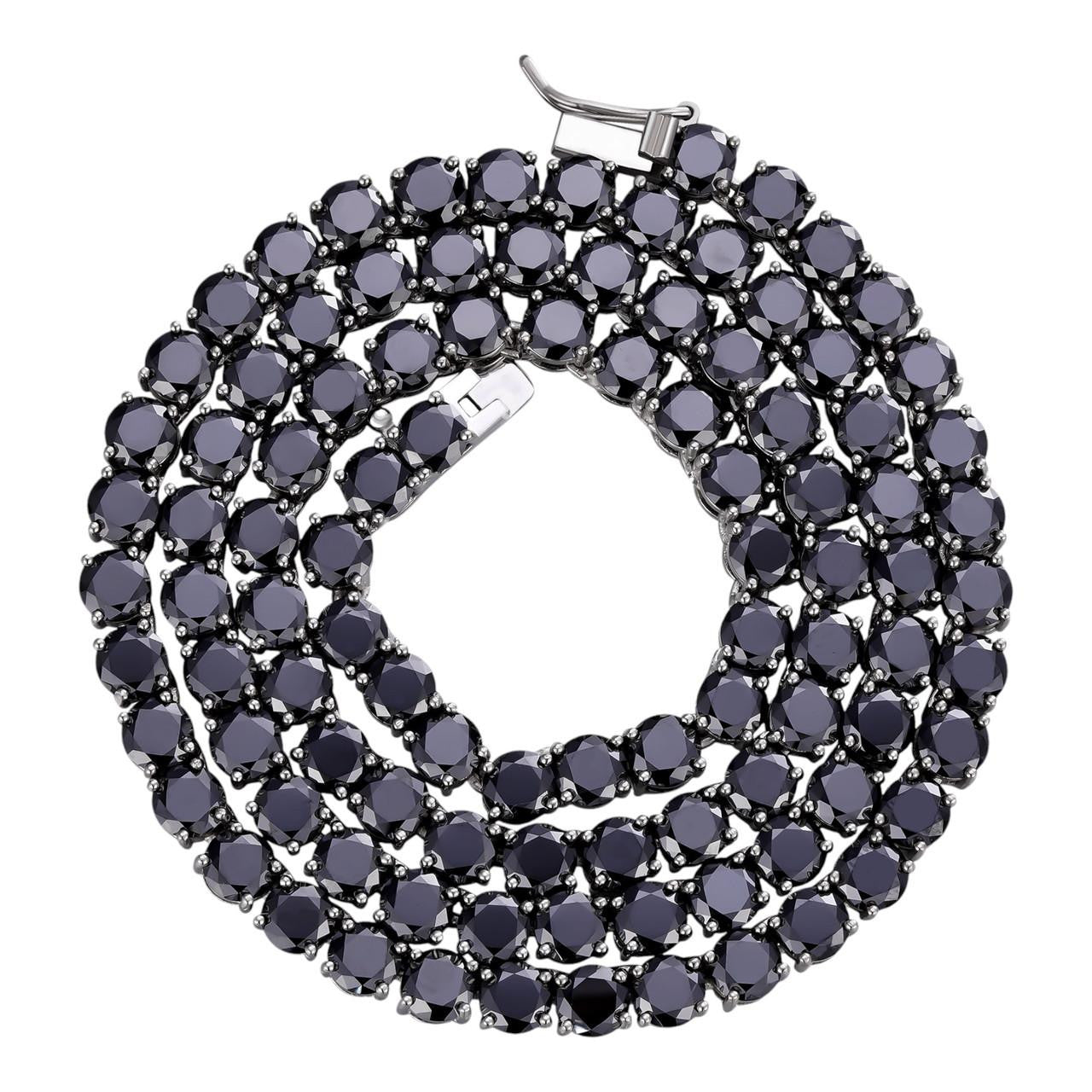 HarlemBling Real Black MOISSANITE 5mm Tennis Chain 925 Silver Iced Necklace Pass Tester