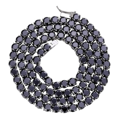 HarlemBling Real Black MOISSANITE 5mm Tennis Chain 925 Silver Iced Necklace Pass Tester