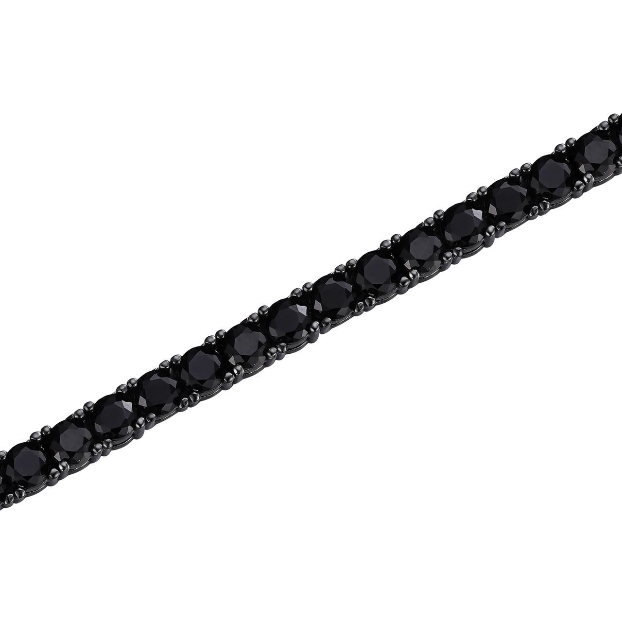 HarlemBling Real Black MOISSANITE 5mm Tennis Chain Black Rhodium 925 Silver Iced Necklace