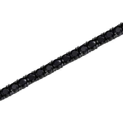 HarlemBling Real Black MOISSANITE 5mm Tennis Chain Black Rhodium 925 Silver Iced Necklace