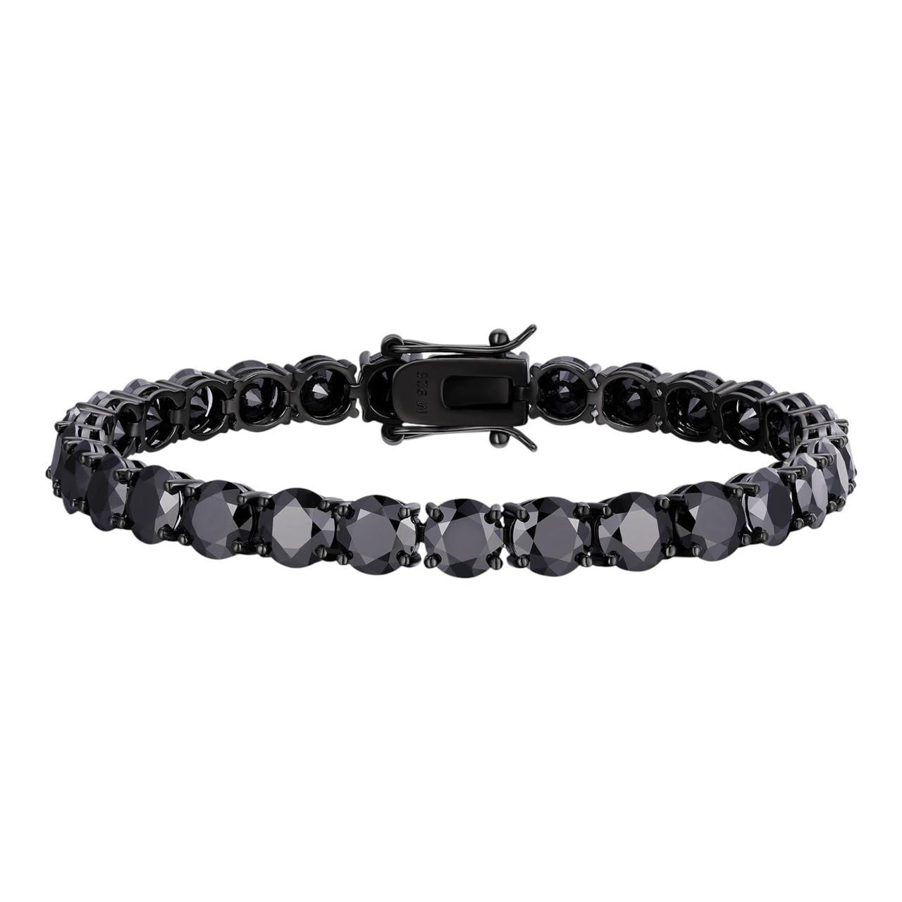 HarlemBling Real Black MOISSANITE 7mm Tennis Bracelet Oxidized Black Rhodium Over 925 Silver