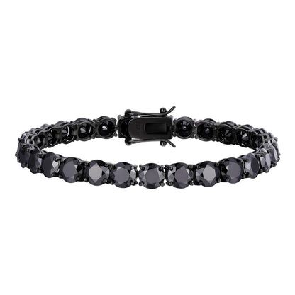 HarlemBling Real Black MOISSANITE 7mm Tennis Bracelet Oxidized Black Rhodium Over 925 Silver