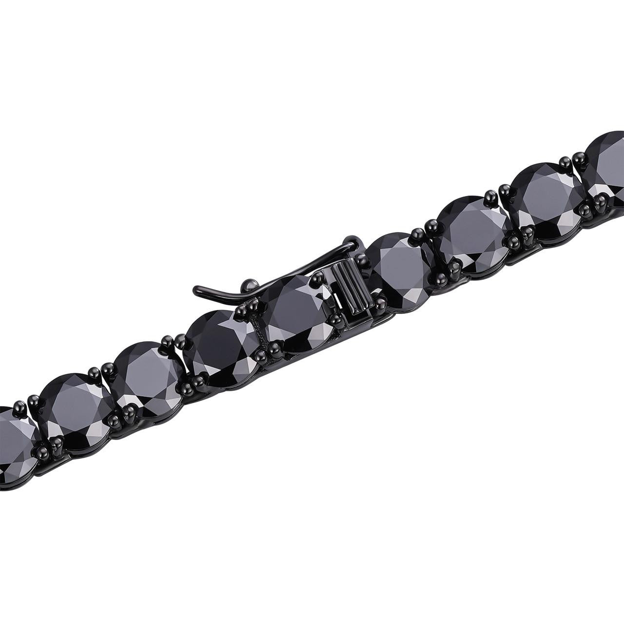 HarlemBling Real Black MOISSANITE 7mm Tennis Bracelet Oxidized Black Rhodium Over 925 Silver