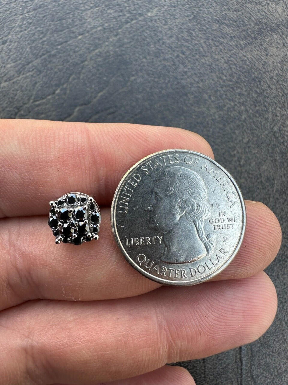 HarlemBling Real Black MOISSANITE Oxidized Rhodium 925 Silver Round Cluster Earrings Hip Hop