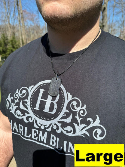 HarlemBling Real Black MOISSANITE Solid 925 Silver Dog Tag Iced Hip Hop Pendant Necklace