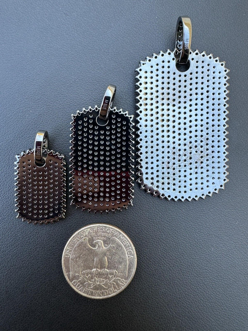 HarlemBling Real Black MOISSANITE Solid 925 Silver Dog Tag Iced Hip Hop Pendant Necklace