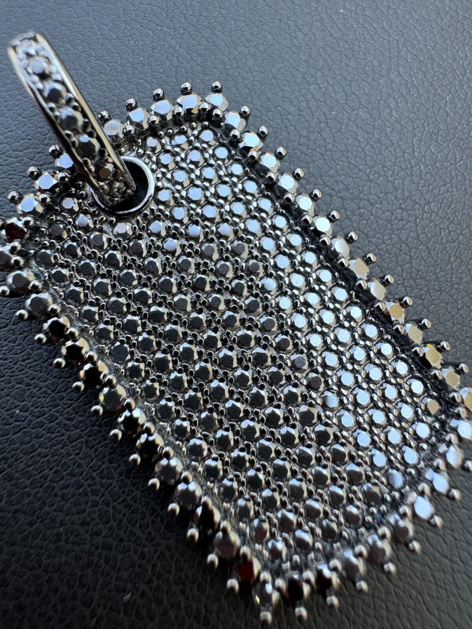 HarlemBling Real Black MOISSANITE Solid 925 Silver Dog Tag Iced Hip Hop Pendant Necklace