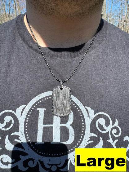 HarlemBling Real Black MOISSANITE Solid 925 Silver Dog Tag Iced Hip Hop Pendant Necklace