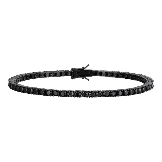 HarlemBling Real Black MOISSANITE Tennis Bracelet 925 Sterling Silver Pass Diamond Test 3mm