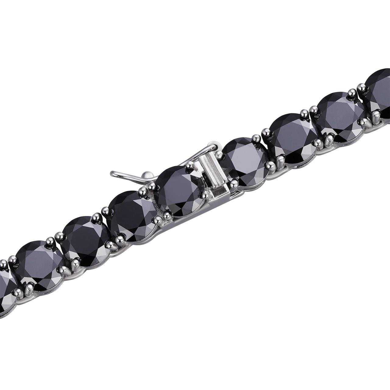 HarlemBling Real Black MOISSANITE Thick 7mm Tennis Bracelet 925 Silver Pass Diamond Tester