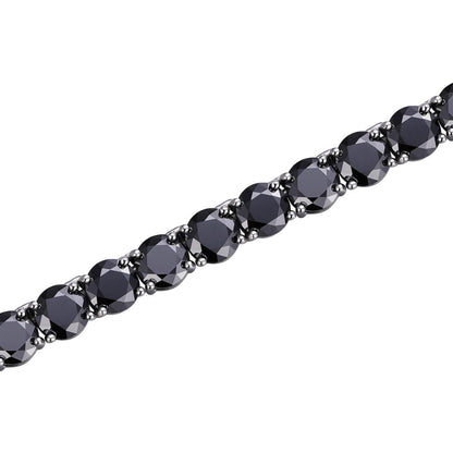HarlemBling Real Black MOISSANITE Thick 7mm Tennis Bracelet 925 Silver Pass Diamond Tester