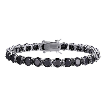 HarlemBling Real Black MOISSANITE Thick 7mm Tennis Bracelet 925 Silver Pass Diamond Tester
