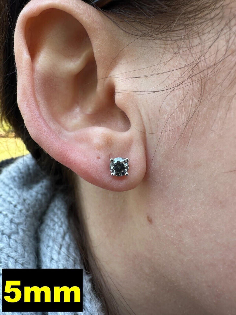 HarlemBling Real Blue Gray Moissanite Screwback Stud Earrings 925 Silver 3-8mm Iced Tester 