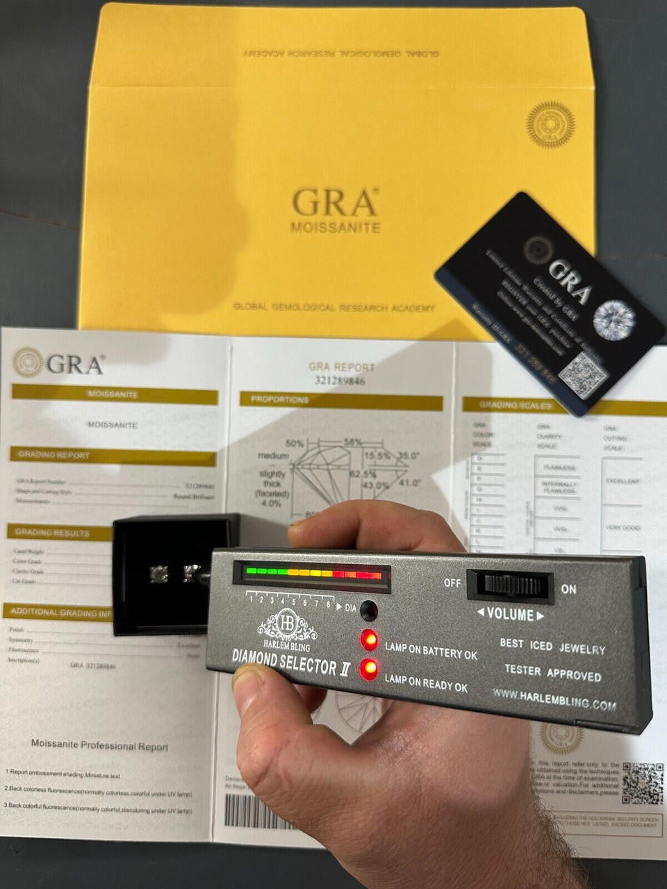 HarlemBling Real Blue Gray Moissanite Screwback Stud Earrings 925 Silver 3-8mm Iced Tester 