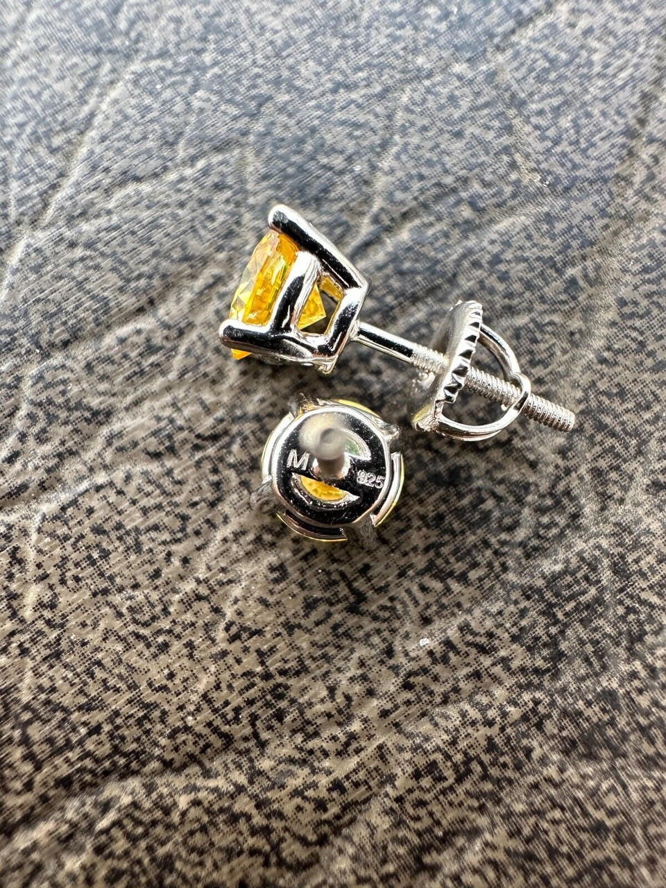 HarlemBling Real Canary Yellow Moissanite Screwback Stud Earrings 925 Silver 3-8mm Pass Test