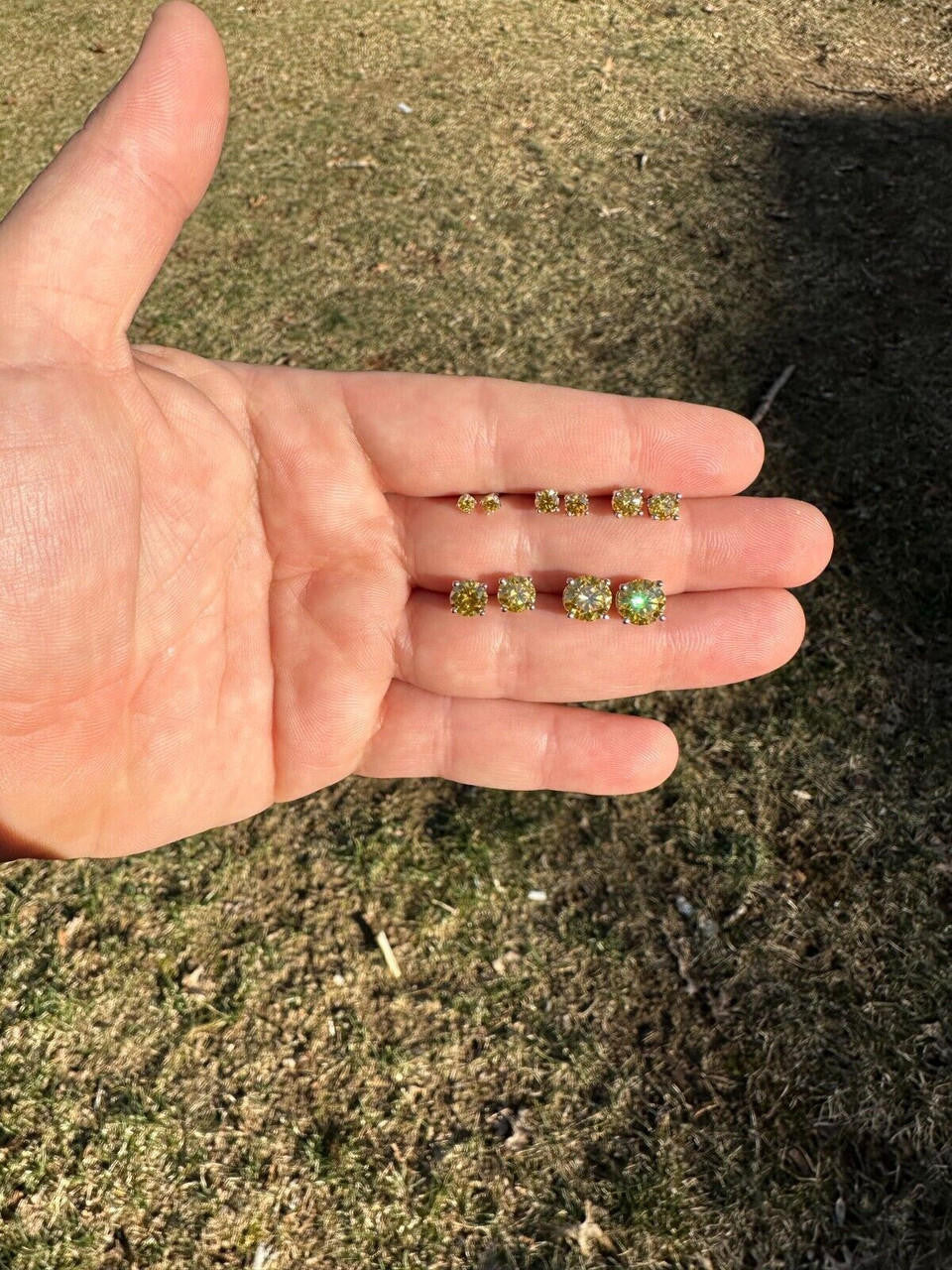 HarlemBling Real Canary Yellow Moissanite Screwback Stud Earrings 925 Silver 3-8mm Pass Test